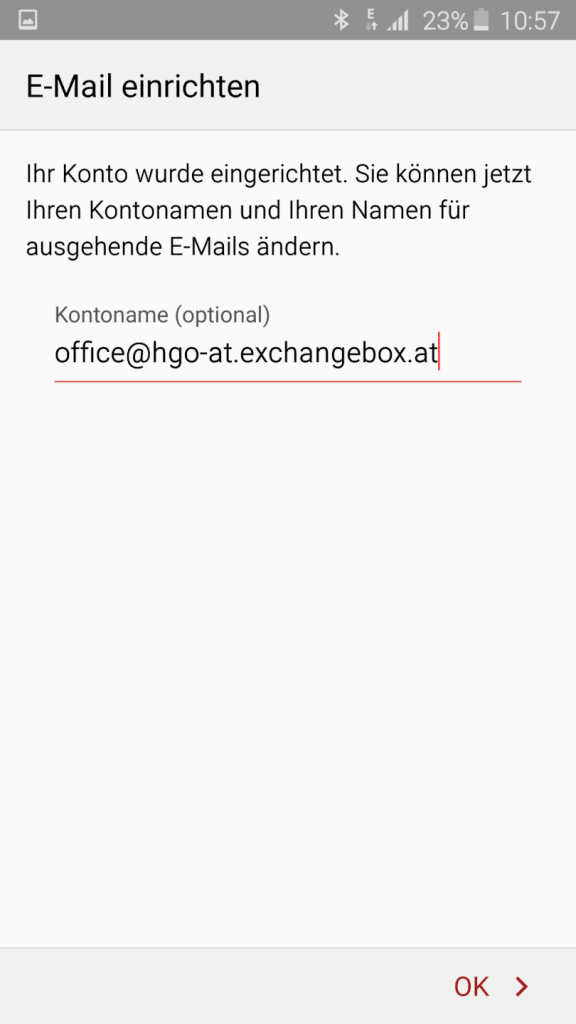 einrichtung von hosted exchange mit android os